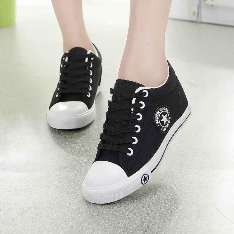 Taomengsi new high canvas shoes in the flat bottom girls shoes tie women leisure students sports shoes