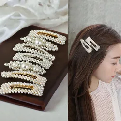 2019 Hot Fashion Versatile Imitation Pearl Hairpin Square Triangle Word Side Clip Bangs Clip Sweet Bride Hair Accessories