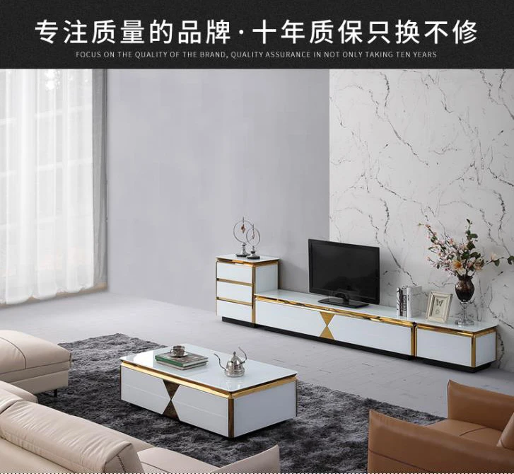 TV Stand black / white shiny Living Room TV monitor stand mueble stalinite cabinet mesa+tv table stand + Coffee centro Table