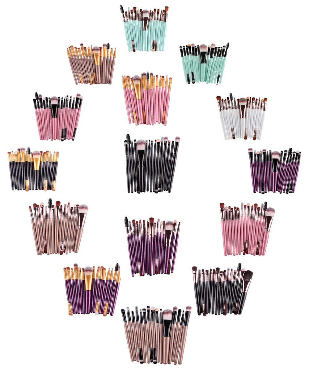 15 colors Professional Cosmetic Makeup Brushes 15 pcs/Sets Eye Shadow Foundation Eyebrow Lip Brush Makeup Brushes Kits Set Tools