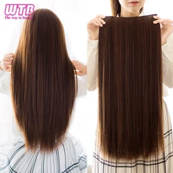 WTB Synthetic Long Hairpiece 5 Clips/piece Long Straight Hair Extension 24 Inch  Long High Temperatrue Fiber Fake Hair for Women