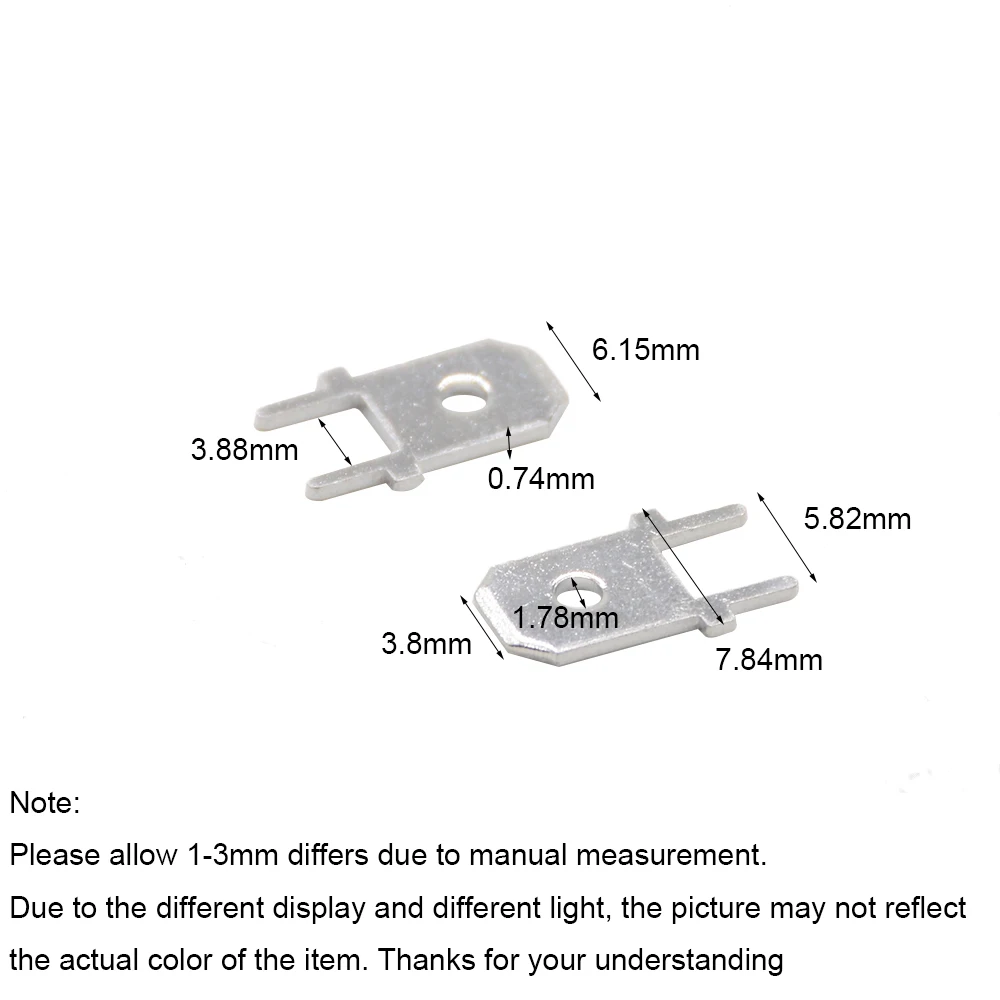 100pcs 6.3 Inserts Plug  male Terminal 250 PCB Solder lug  thickness 0.8 two legs ,PCB welding sheet