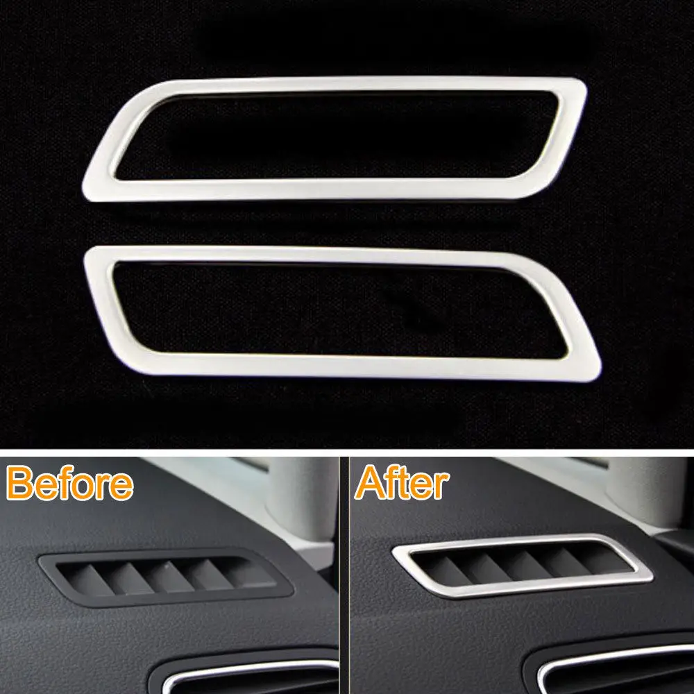 BBQ@FUKA 2x Stainless Car Interior Air Condition Vent Outlet Cover Trim For VW Sharan 2013-2016