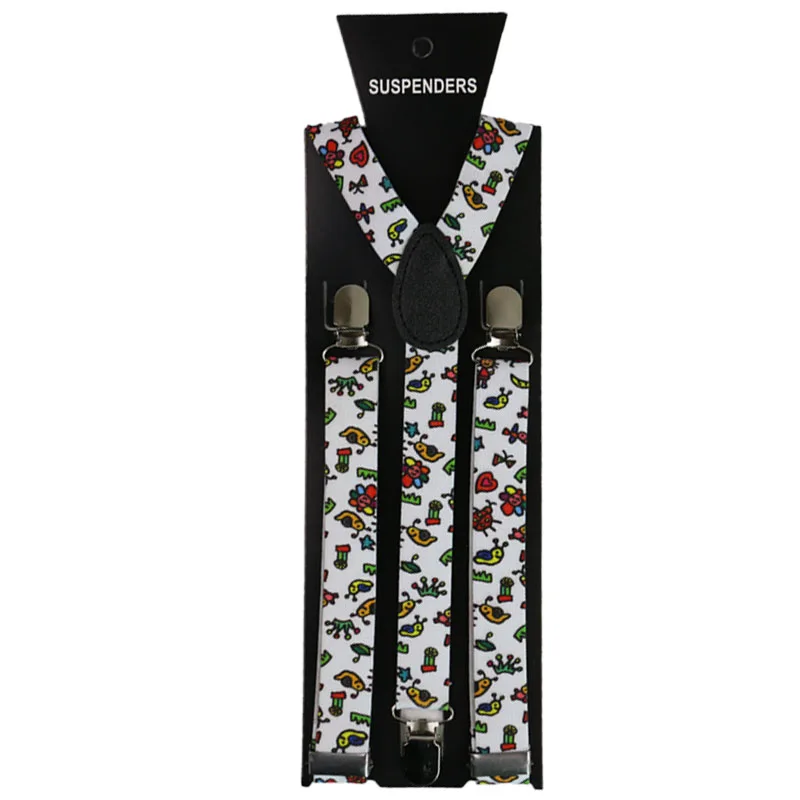 Fashion Cartoon Print Suspenders 2.5cm Men Women Unisex Y-back Classic Suspender Braces