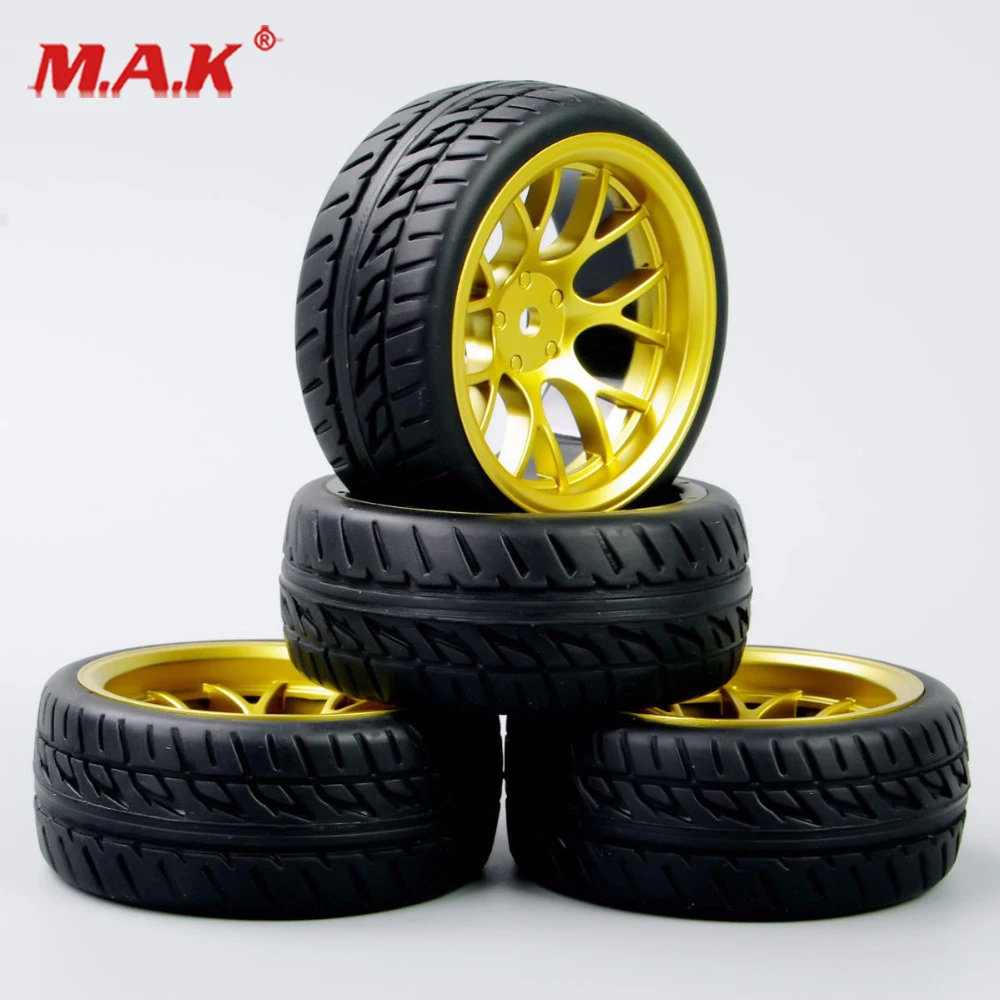 DHG+PP0150 4Pcs/Set 1:10 Scale Tires and Wheel Rims with 12mm Hex fit On-Road RC Car Accessories