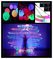 2 pieces = 1 pair Professional Multi-Coloured  RGB glow LED POI thrown balls belly dance balls for hand props stage performance