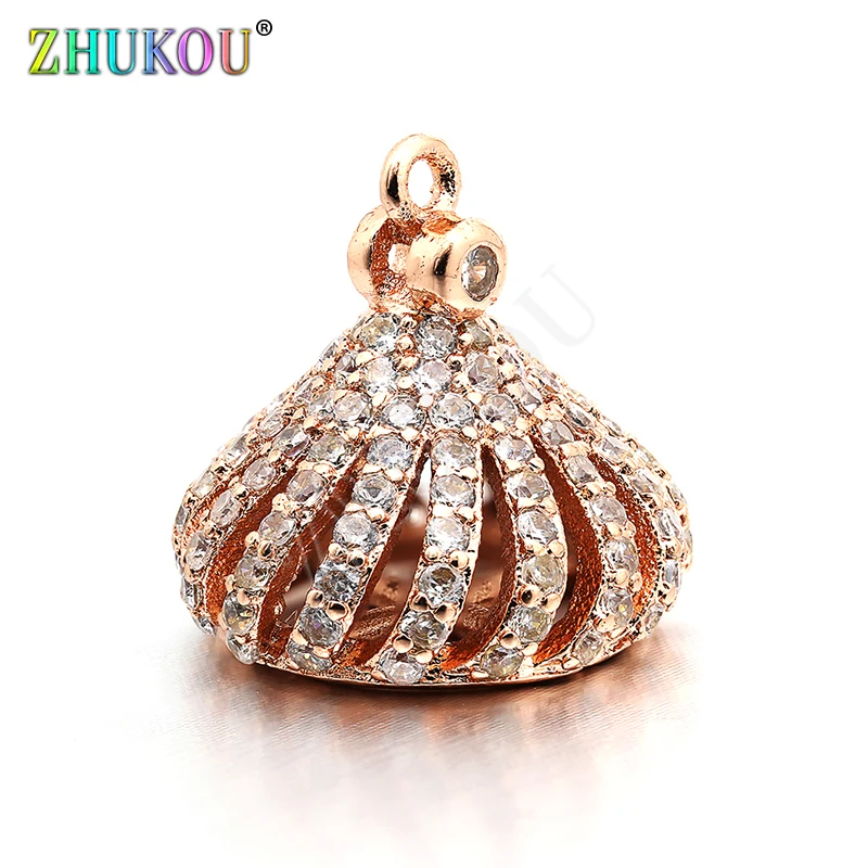 14*13mm High Quality Brass Cubic Zirconia Tassel Caps Connector Charms, Mixed Color, Hole: 1mm, Model:VM19
