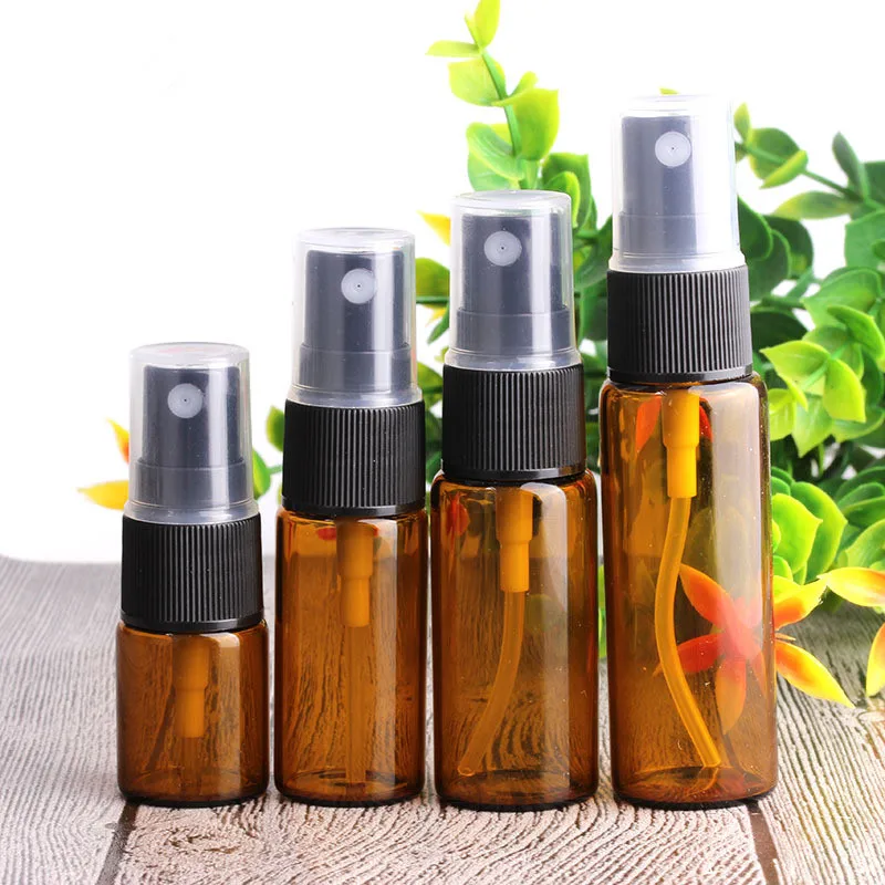 5ml 10ml Amber Glass Bottle Travel Atomizer Spray Perfume Bottles Skin Care Water Refillable Small Cosmetic Container 100pcs/lot