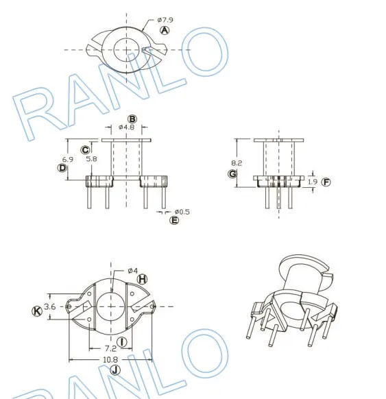 RM4 Transfomer Bobbin Frame+PC40 Ferrite Core