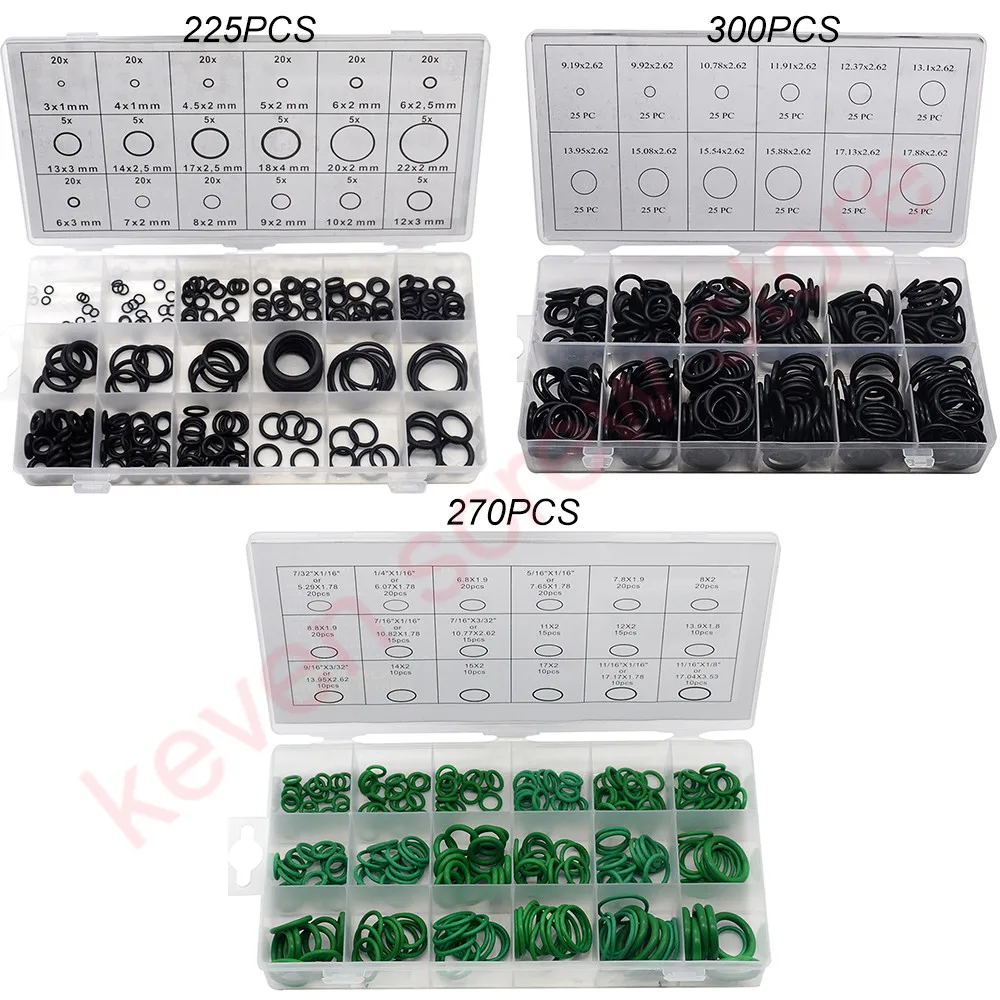 225PCS 270PCS  300PCS O Ring Rubber Washer Seals Assortment Black O-Ring Seals Set Nitrile Washers High Quality For Car Gasket