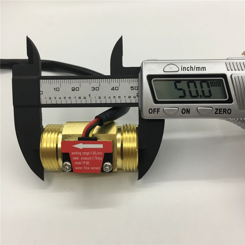 Hall Effect Water Flow Sensor Counter Indicator Flowmeter G3/4 DN20 Male Thread Brass 1-30L/Min L50mm YF-B5