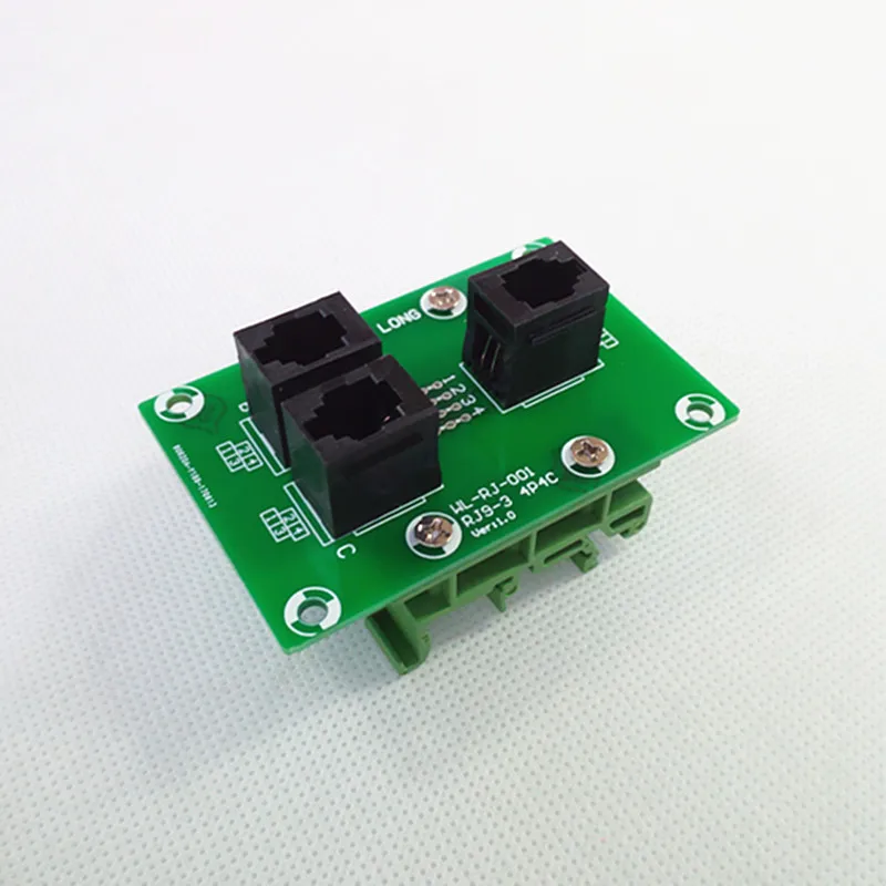 2PCS/Lot RJ9 4P4C Right Angle Jack 3-Way Buss Breakout Board, Terminal Block, Connector.