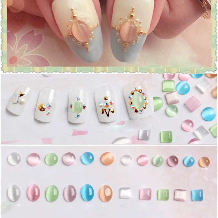 100PCS hottest Japanese nail art style opal cat's eye stone for nail art diy decorate