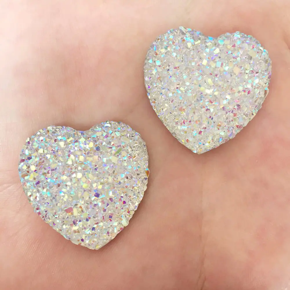 8pcs bling AB resin 30mm  Ore heart Flat back rhinestone appliques DIY Wedding scrapbook Accessories craft SW52