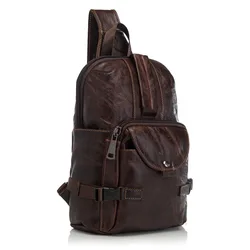 Vendita calda uomini in pelle originale Casual moda petto borsa a tracolla 8 