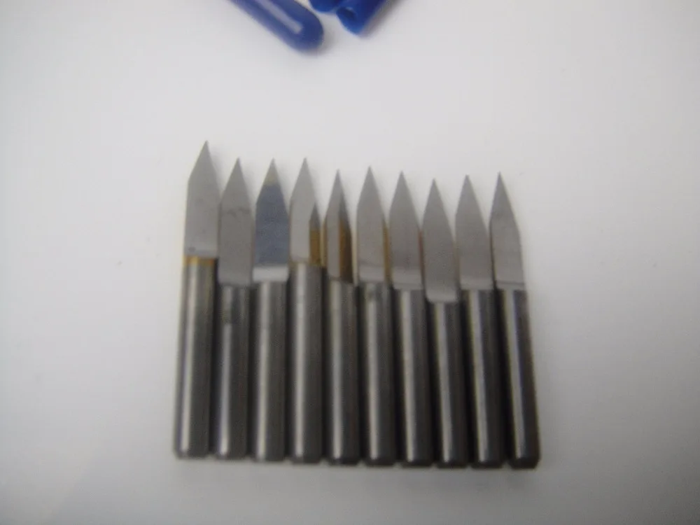 Broca de tungstênio 3.175mm, broca em formato de v de carboneto, pcb, brocas de gravação, ferramenta de roteador cnc, tamanho de entalhe acrílico j3.3001, com 10 peças