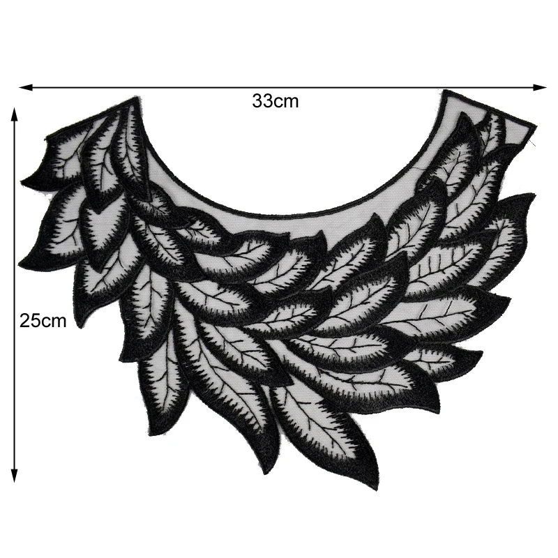 Black Feather Embroidery Flower Lace Applique Collar Venise Lace Collar Neckline DIY Sewing Accessories BW084