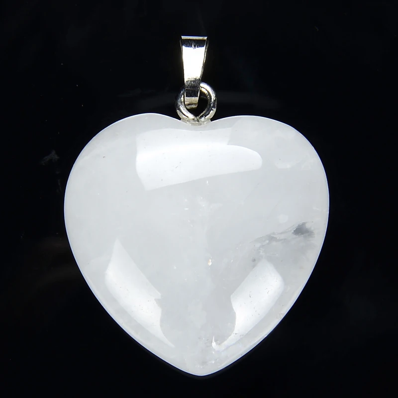 Natural Gem Stone Love Heart Pendants for Necklace Black Onyx Clear Crystal Pink Quartzs Opal Reiki Chakra Fashion Women Jewelry