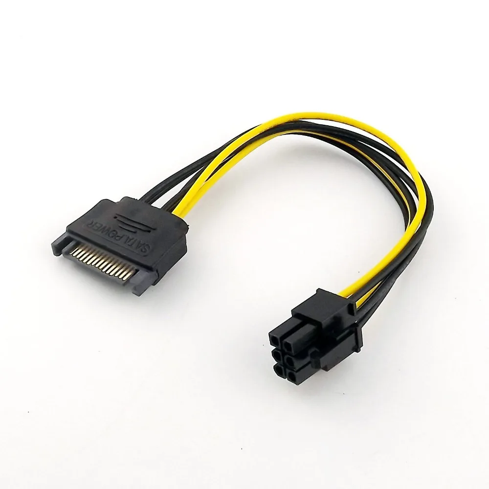 

1pcs SATA 15-Pin Male to 6-Pin PCI-Express PCI Card Power Supply Adapter Connector Cable 20cm