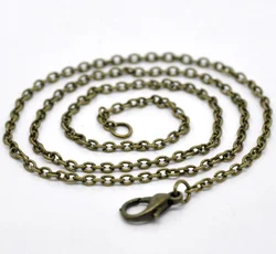 8Seasons Iron Alloy Link Cable Chain Necklace Antique Bronze Color Handmade Women Jewelry 45.6cm long, Chain Size: 2x3mm,12PCs