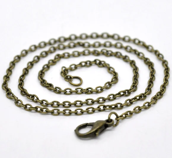8 sezonów żelazo stop kabel łączący naszyjnik łańcuch Antique Bronze kolor Handmade kobiety biżuteria 45.6cm długości, rozmiar łańcucha: 2x3mm,12 szt.