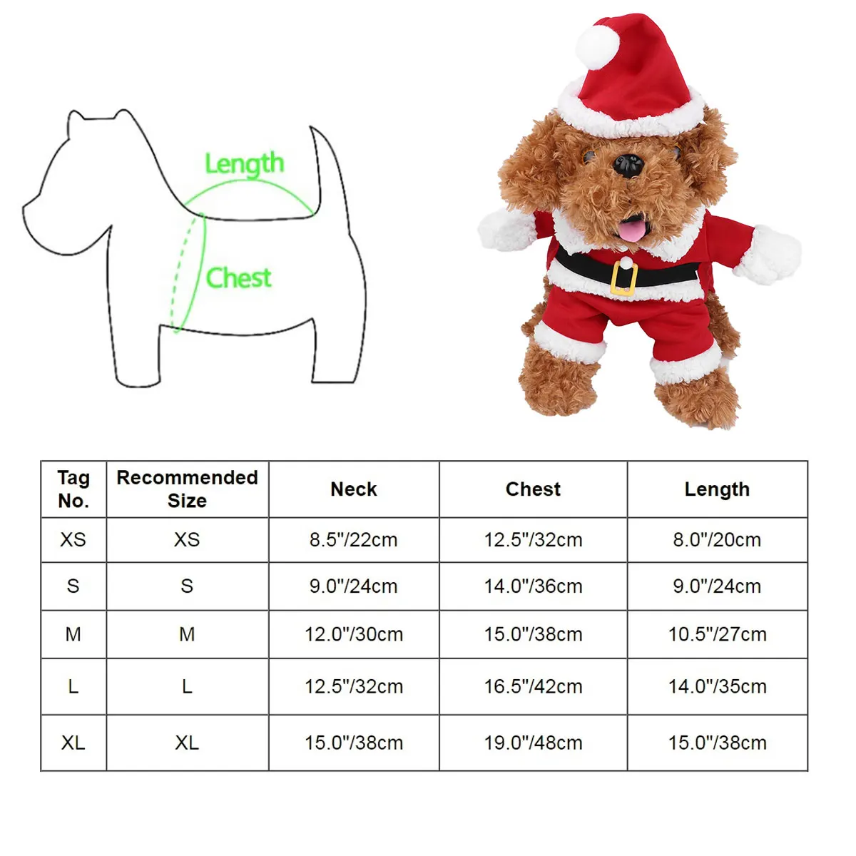 Pet Dog Christmas Santa Claus Costume with Hat Outfits Apparel Gifts