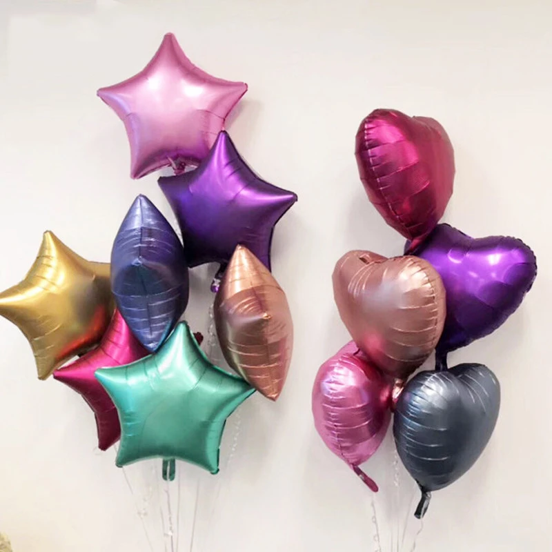 10pcs 18inch Chrome Metallic Heart Star Round Helium Foil Balloons Birthday Party Supplies Wedding Decor Air Globos baby shower