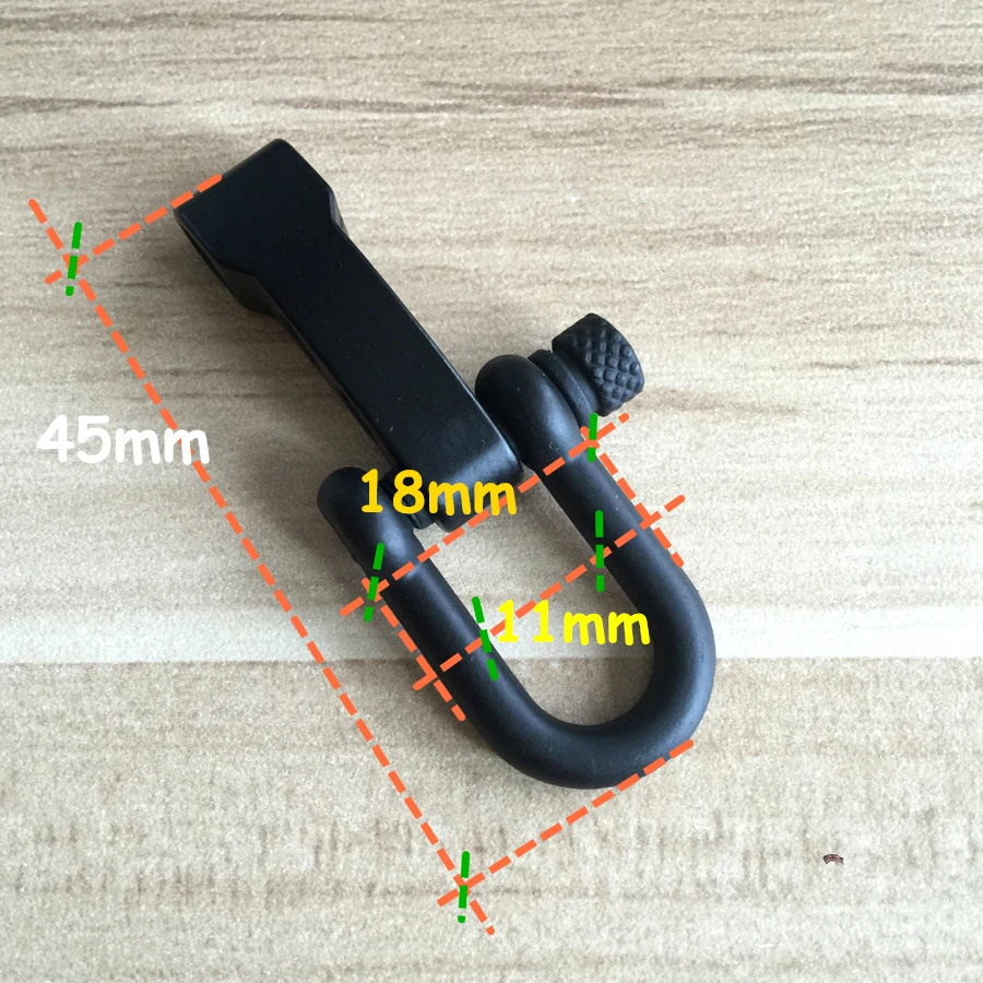 10 PCS Scrub U Shape Alloy Adjustable Anchor Shackle Emergency Rope Survival Paracord Bracelet Buckle for Outdoor Camping