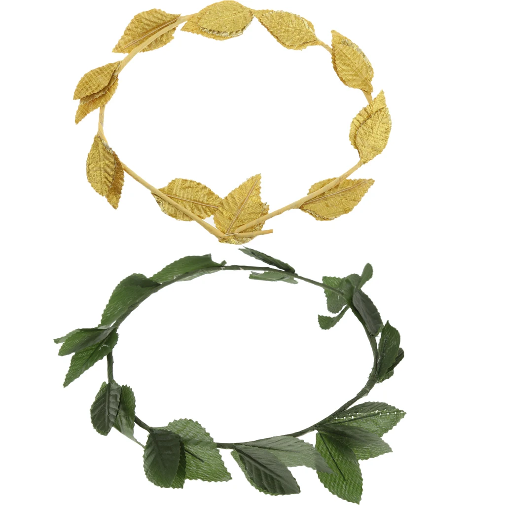 2pcs Green Gold Leaf Hairbands RomanGreek Goddess Caesar Laurel Wreath Leaves Headband Photo Prop Headband Headwear