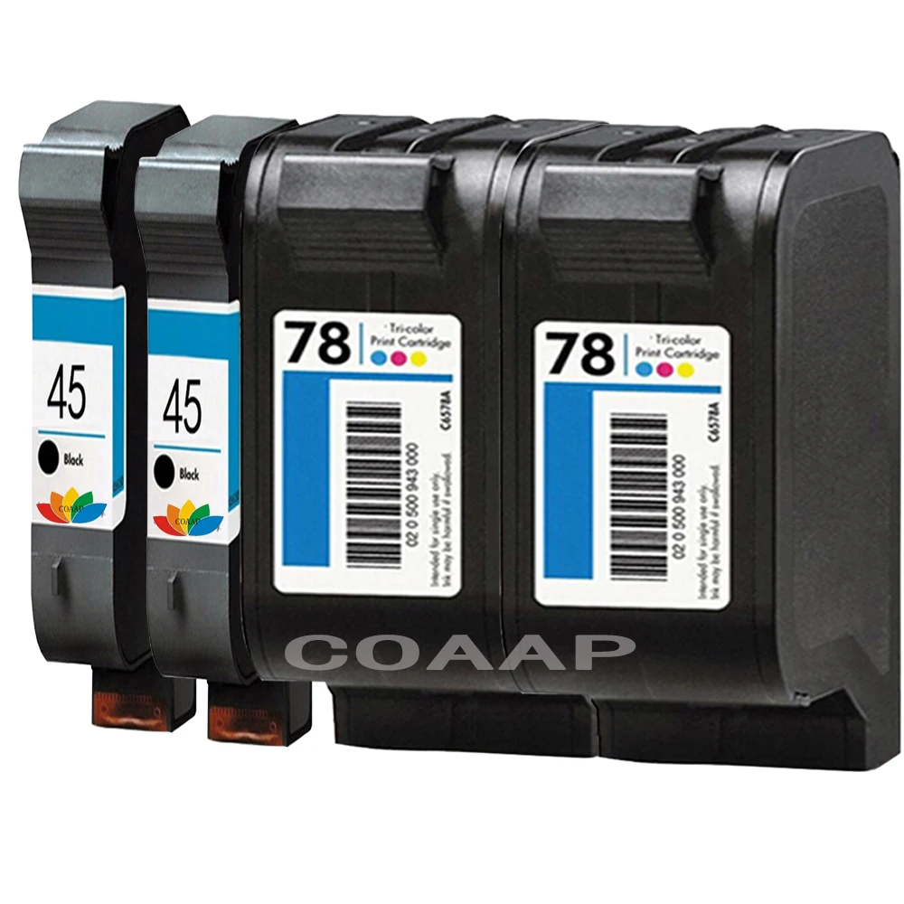 2x Refilled hp45 hp78 Replacement Ink Cartridges for HP Deskjet 710C,820Cse,820Cxi,920C,930C,948C 950C,970CXI,990CXI,995 Printer