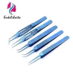 Titanium Alloy Fine Toothed Planting Hair Straight Elbow Planting Tweezers Implant Hair Tweezers Instrument Tool