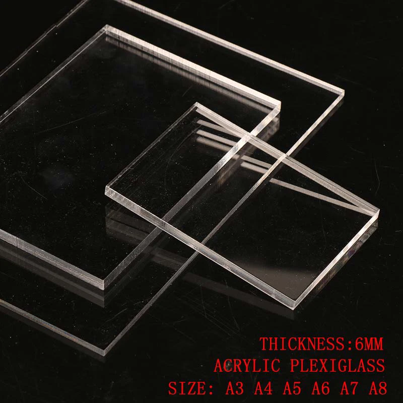 6mm Transparent Acrylic Plastic For Plexiglass Perspex Sheet PMMA Plast Size A3 A4 A5 A6 A7 A8 Acrylic Board Tools