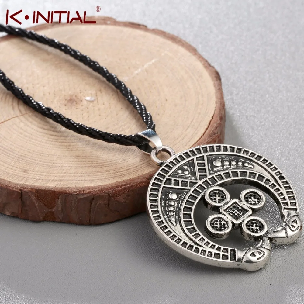 Kinitial Slavic Charm Raven Pendant Necklace Lunnitsa Antique Silver Color Jewelry Fashion Men Pagan Amulet Pendant Collier