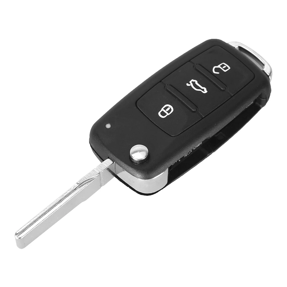 Dandkey NEW 3 Button Flip Fob Remote Folding Key Shell For VW For VOLKSWAGEN Tiguan Golf Sagitar Polo MK6 Uncut Blade key shell