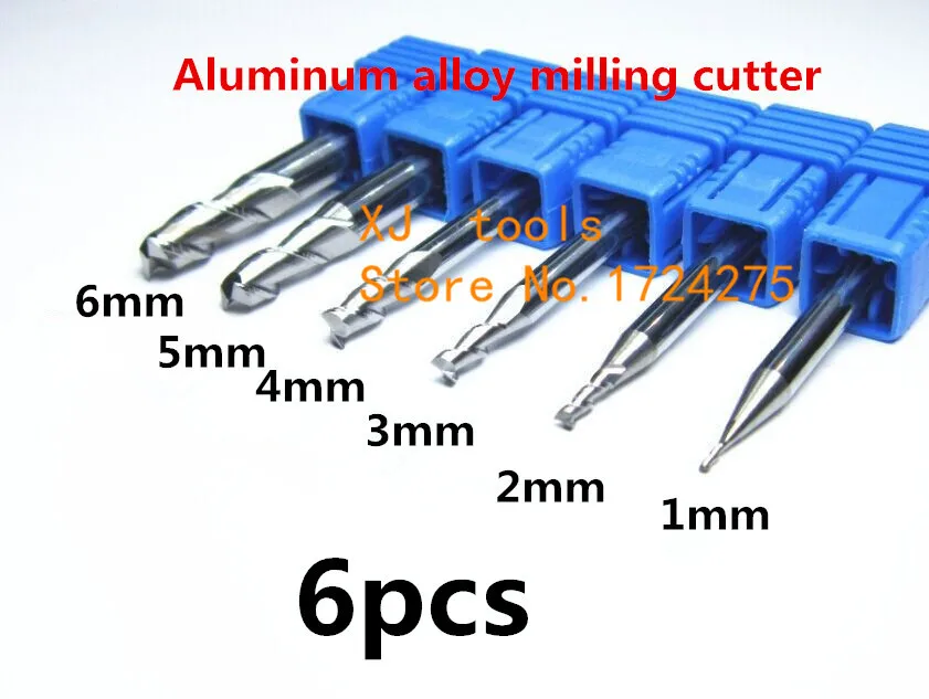 

Бесплатная доставка 6 шт. фреза из алюминиевого сплава 2f-2f-1 мм/2 мм/3 мм/4 мм/5 мм/6 мм, Концевая фреза ЧПУ, фрезерный инструмент ЧПУ