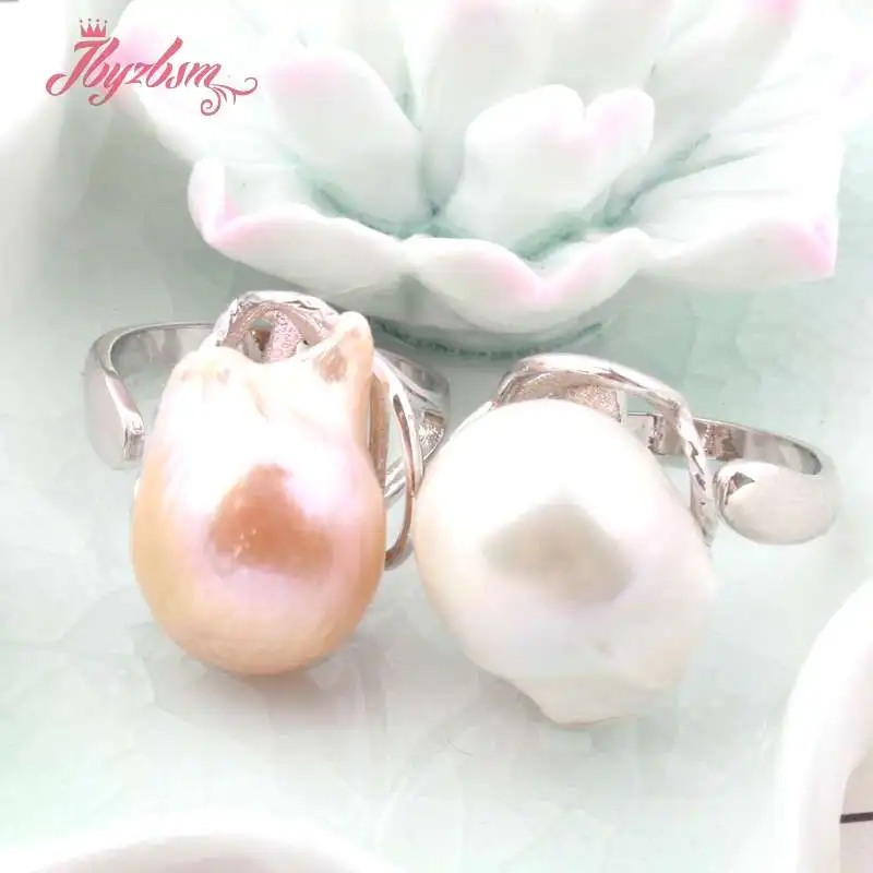 

13x18mm Natutal Cultiured Edsion Freshwater Pearl Stone Beads Open Ring Gift For Women Jewelry Adjust Size 1 Pcs Free Shipping