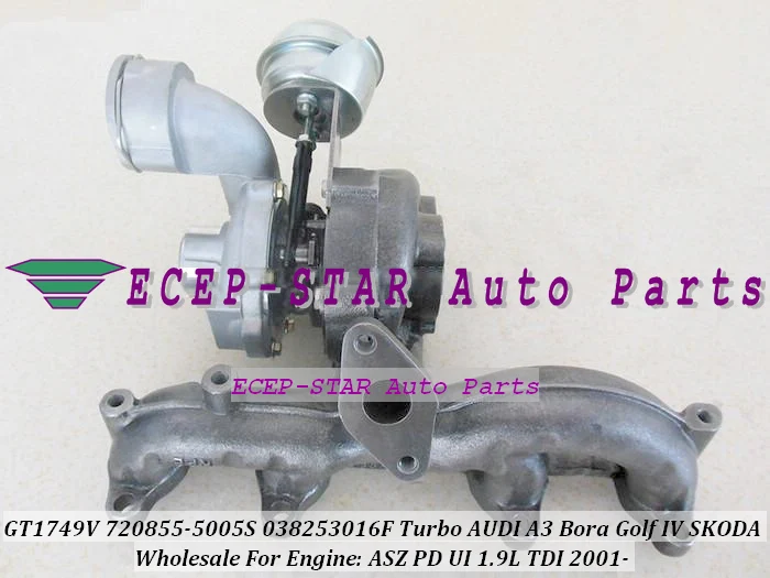 

Турбокомпрессор GT1749V 720855 720855-0005 720855-0001 038253016FV510 03G253016Q для Audi A3, Volkswagen, VW Bora, Golf IV ASZ 1.9L