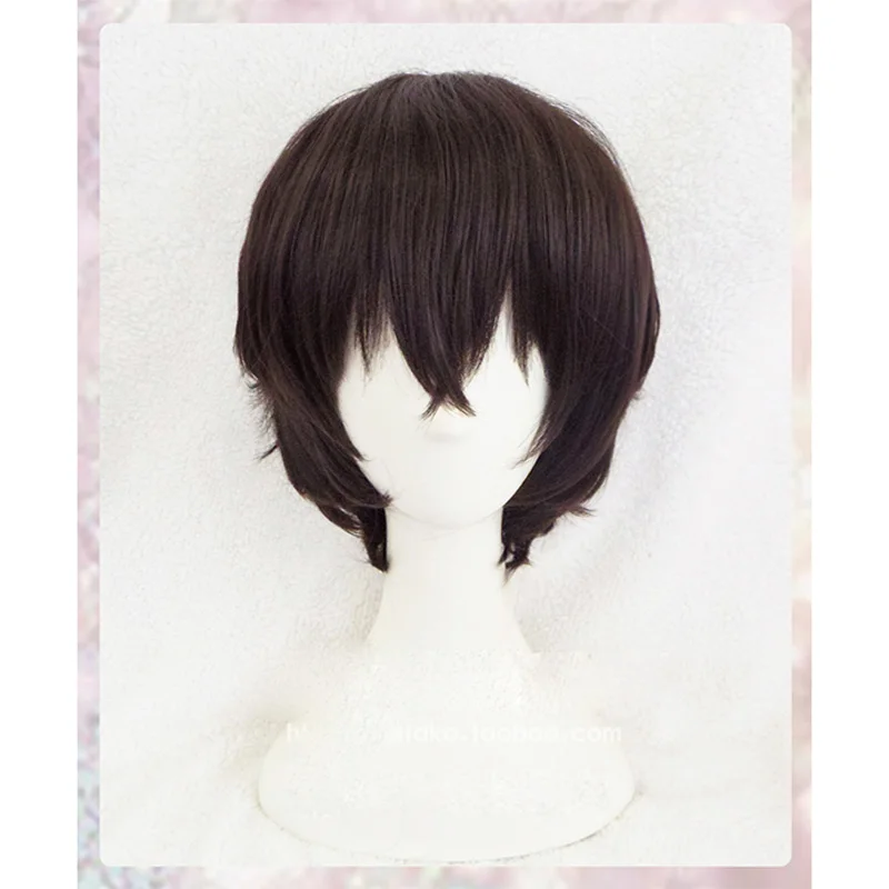 New Arrival Anime Bungo Stray Dogs Dazai Osamu Short Brown Curly Hair Heat Resistant Cosplay Costume Wig + Keychain + Cap