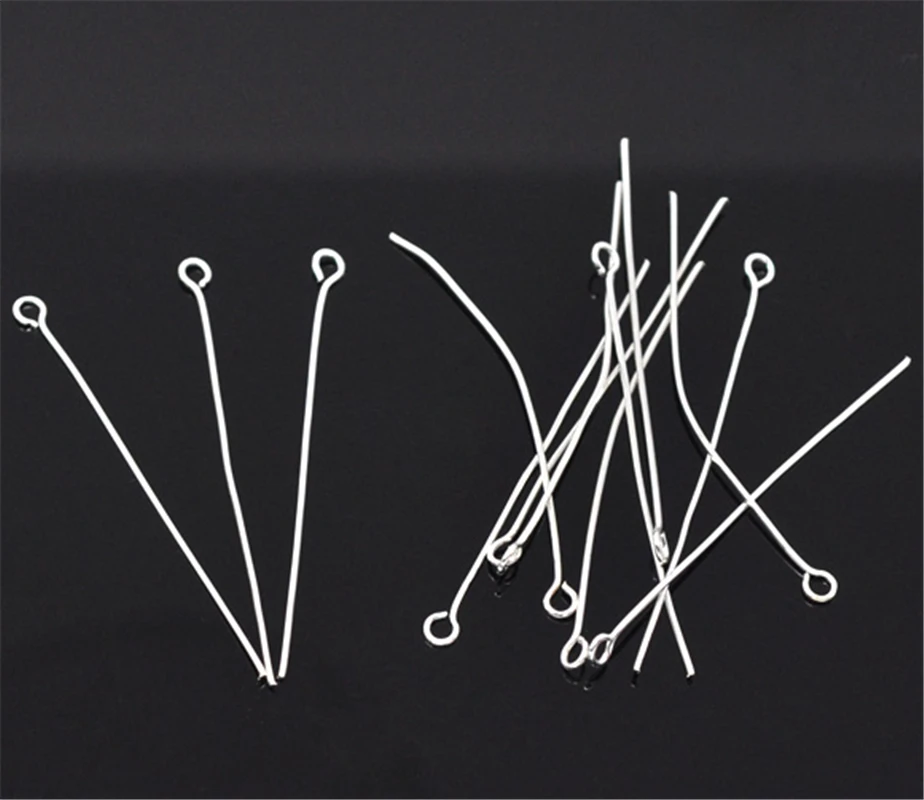 DoreenBeads 450PCs Silver color Eye Pins 30x0.7mm(21 gauge) (B01726), yiwu
