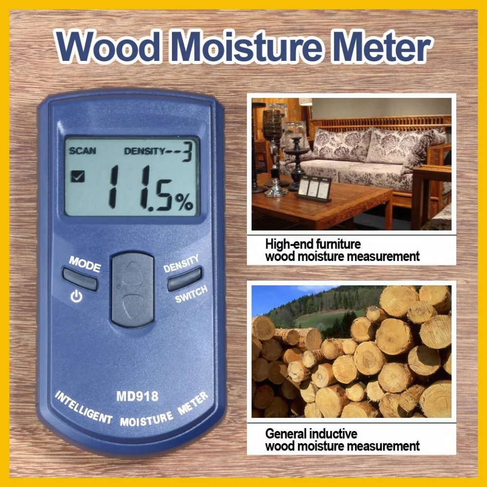 RZ Inductive Wood Timber Moisture Meter Hygrometer Digital Electrical Tester Measuring tool MD918 4~80% Density electromanetic