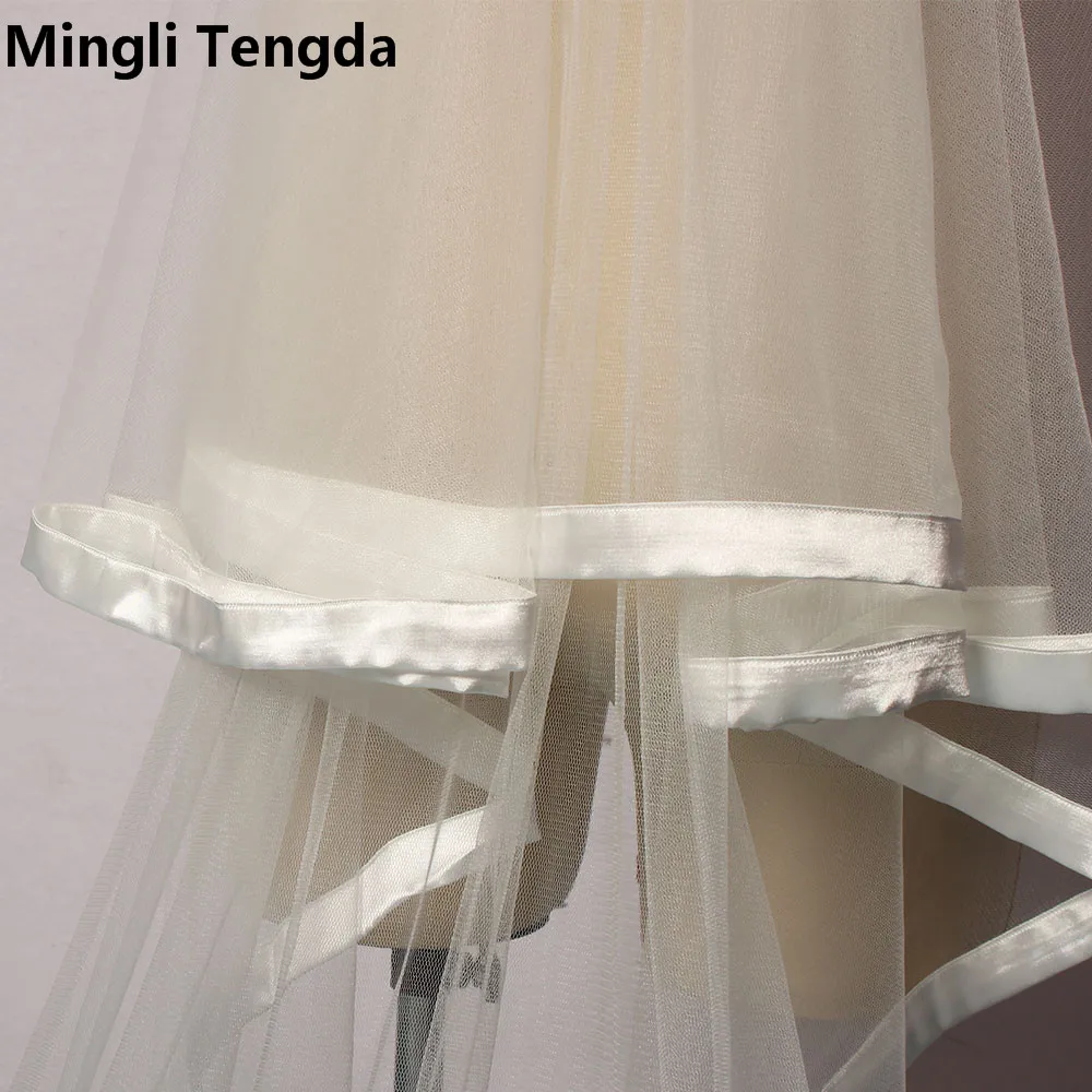 Mingli Tengda New White/Ivory Stain Edge 2 M Long Bridal Veils with Comb Veu De Noiva Velos De Novia wedding  accessories