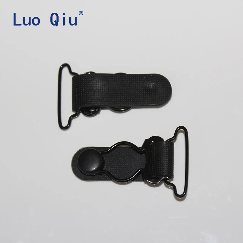 Luo Qiu 500 pcs/lot 25mm Plastic Black Corset Leg Garter Belt Clip Hooks Suspender Ends Hosiery Stocking Grips suspender clips