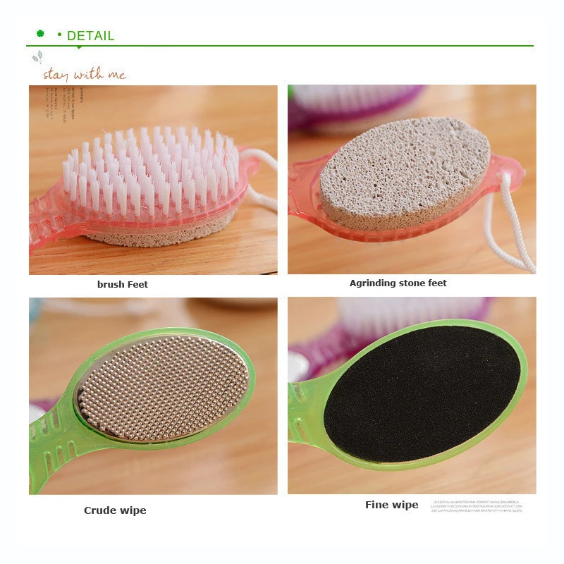 1pc Random Color 4-in-1 Foot File Callus Rasp SKin Care Pumice Stone Brush Pedicure Scrub Exfoliate Remover Tool