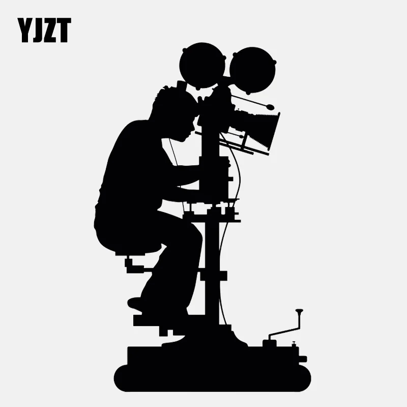 YJZT 9.3CM*14.9CM Personality Cameraman Movie Camera Vinyl Black/Silver Car Sticker C22-0836