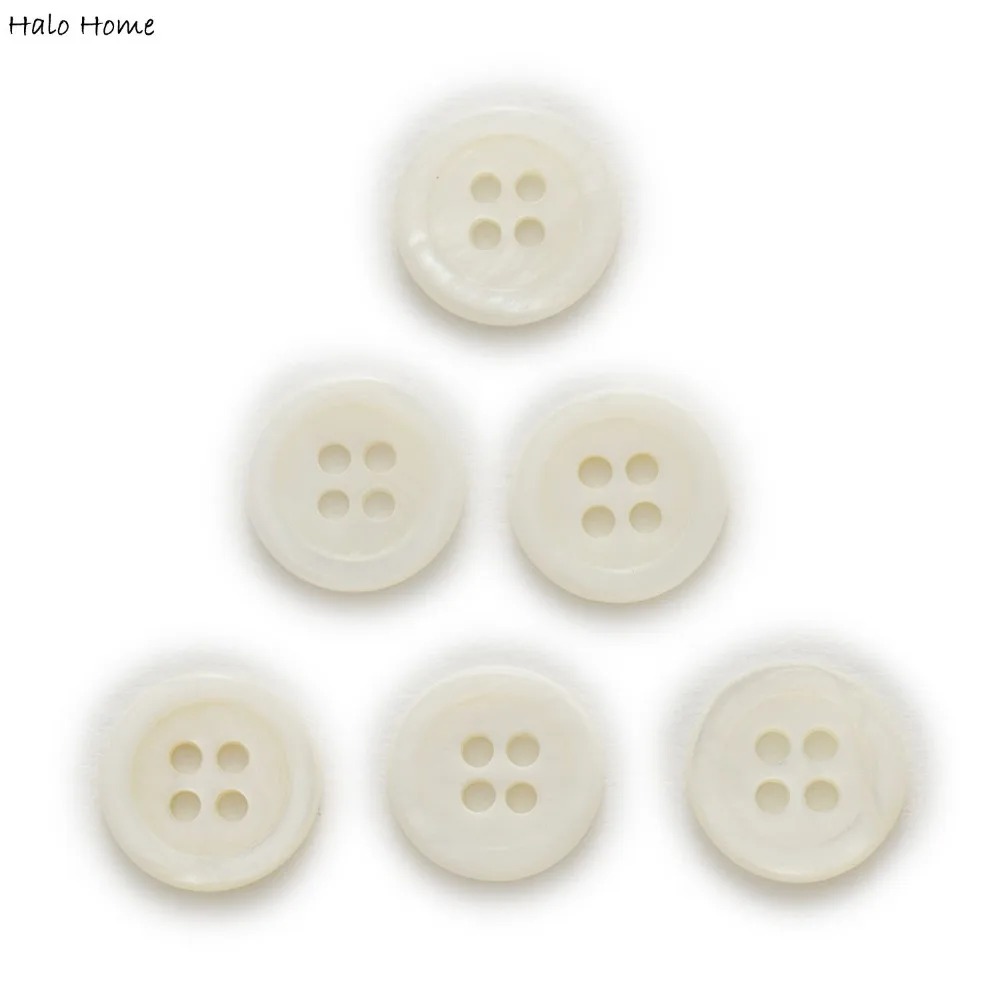 11-12mm Optional 20pcs Classic Shirt 4 Hole Round Shell Buttons Home Sewing Scrapbooking Clothing Decor