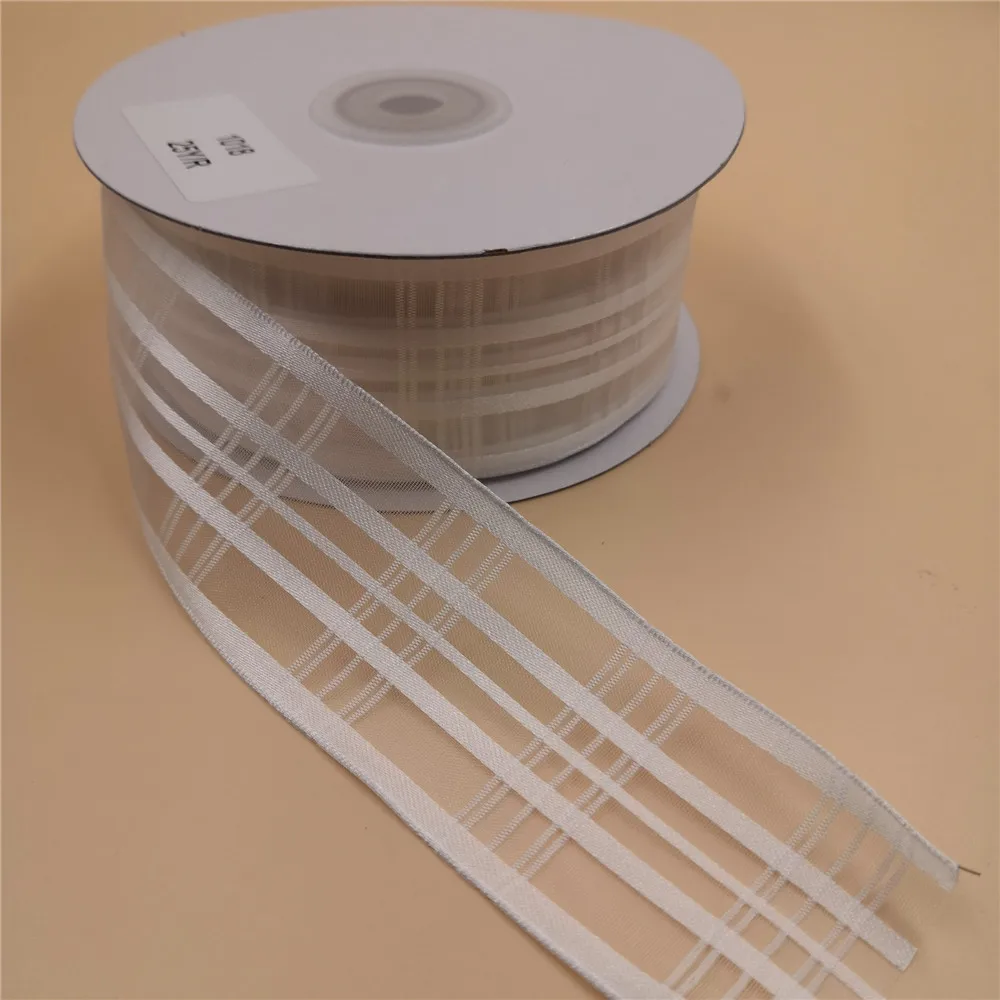 38mm X 25yards White Sheer Wired Ribbon for Gift Wrapping Flower Packing Box Decroation N1018