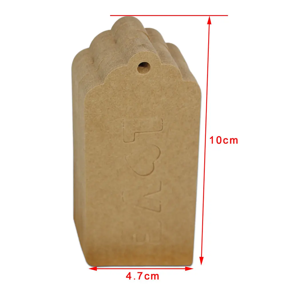 4.7*10cm Kraft Paper Label Wedding Party Gift Greetings Card Swing Tags Scalloped Head Label With LOVE Hollow Out Price Hang Tag