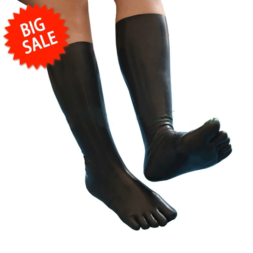 

Latex Toesock 35CM Latex toe socks Latex Rubber Knee Long Five Toe Sock