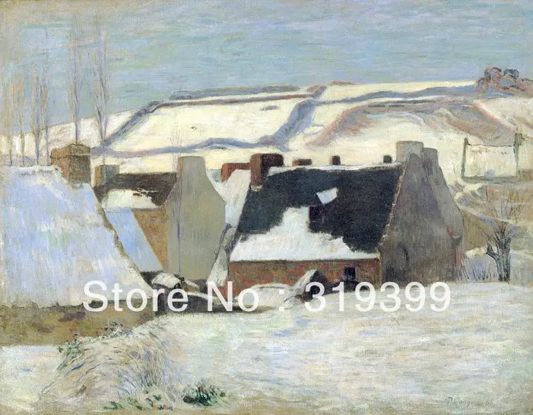 

Oil Painting Reproduction on Linen canvas,Effet de neige, ou Pont-Aven sous la neige, handmade,paul gauguin oil paintings