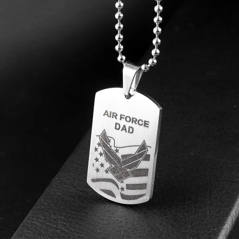 New Arrived Stainless Steel Military Jewelry Air Force DAD And MOM Soldier Necklace Pendant For Men